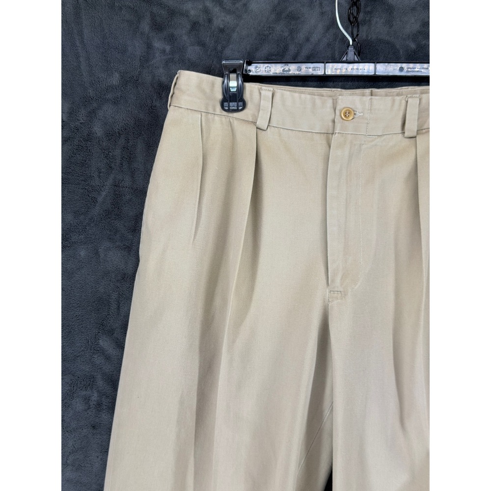 Bills Khakis M1 Pleated Trousers Mens 35 Khaki Tan Cotton Made in USA Cuffed - Picture 3 of 15
